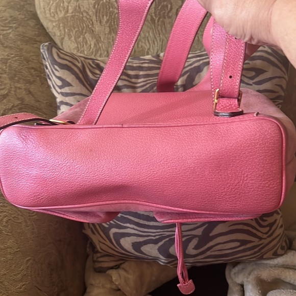 Beautiful HTF Pink Suede & Leather GUCCI Backpack w/Bamboo handle and Closures - Picture 5 of 12